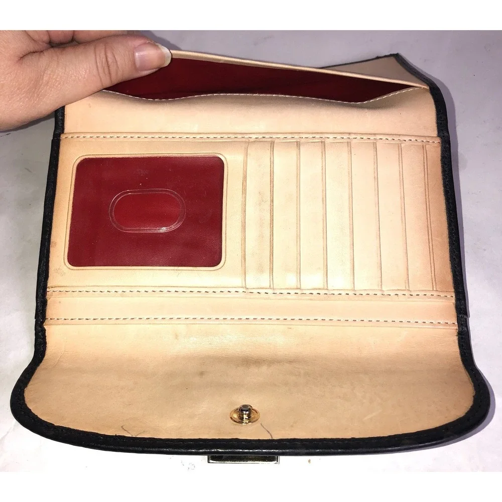 Dooney & Bourke Dillen Black‎ Pebbled Grain Leather Clutch Trifold Wallet